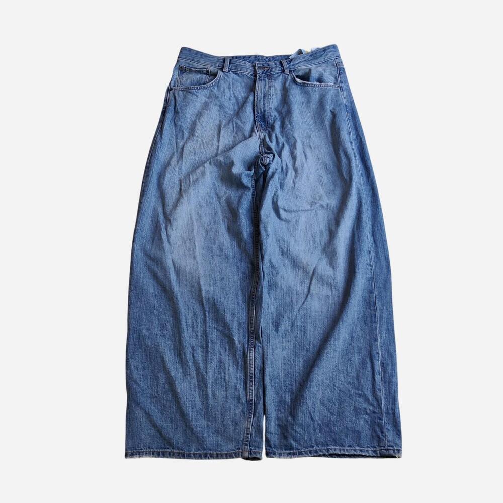 Zara Baggy wide leg blue denim jeans